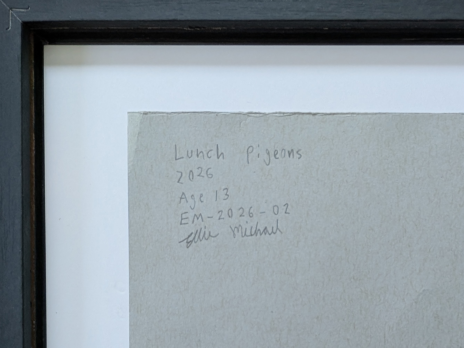 Sample of the signed back of an original artwork